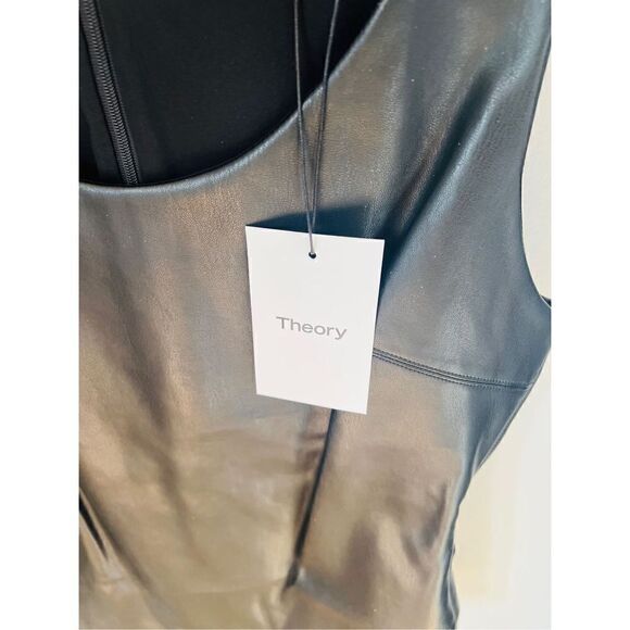 THEORY Scoop Neck Faux Leather Tank Top, Black, Small, (4/6), Designer, NWT - Picture 12 of 16